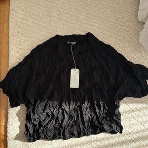 Chalet Elegant Black Crinkled Blouse